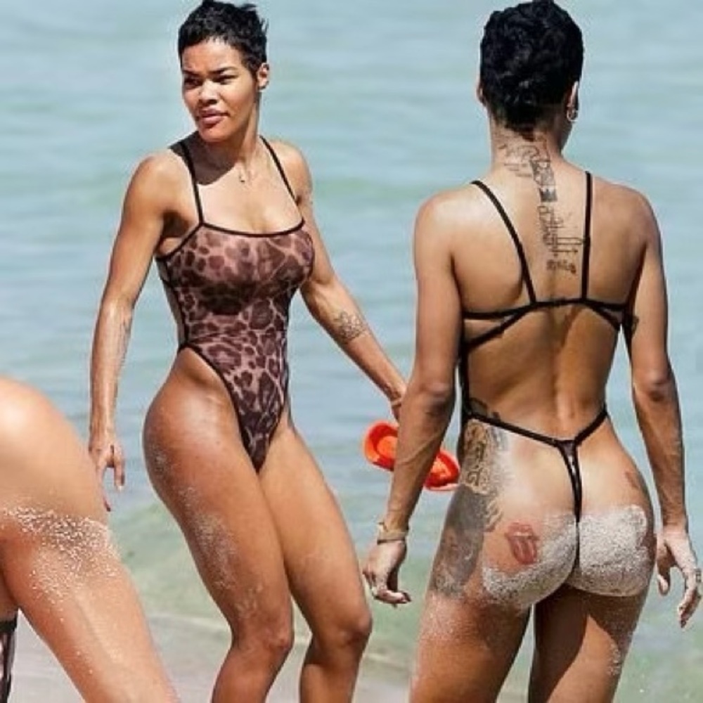 Sheer Leopard Print Thong Bodysuit